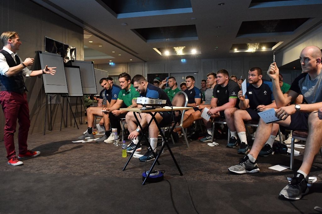 Ken Hughes with the IRFU (Irish Rugby team) during a training