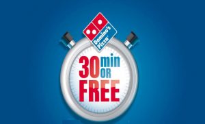dominos pizza promo 30 minutes delivery or free