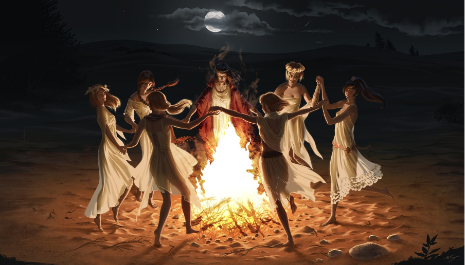 witches ritual dancing